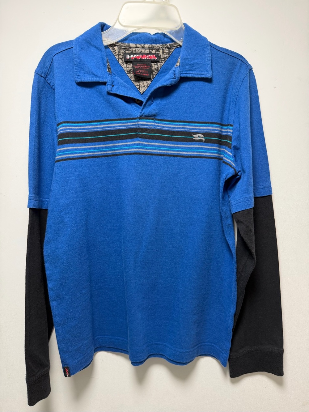 Tony Hawk Blue Polo with Black Layered Sleeves